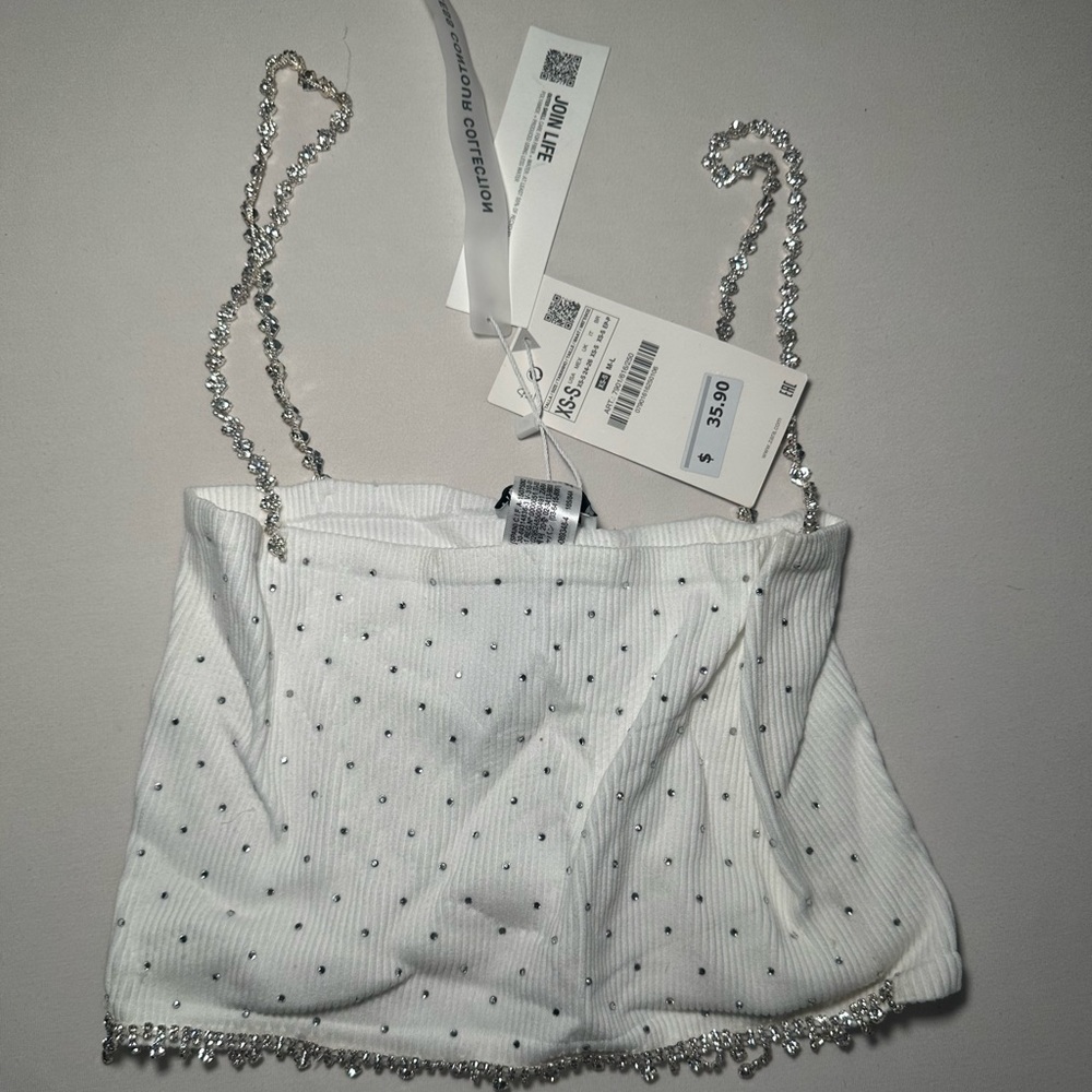 Zara diamanté crop top tank